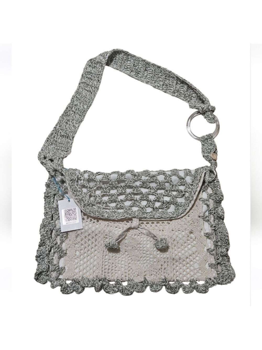 Handmade Crochet Boho Crossbody Bag  Upcycled Festival Retro Purse One-of-a-kind
